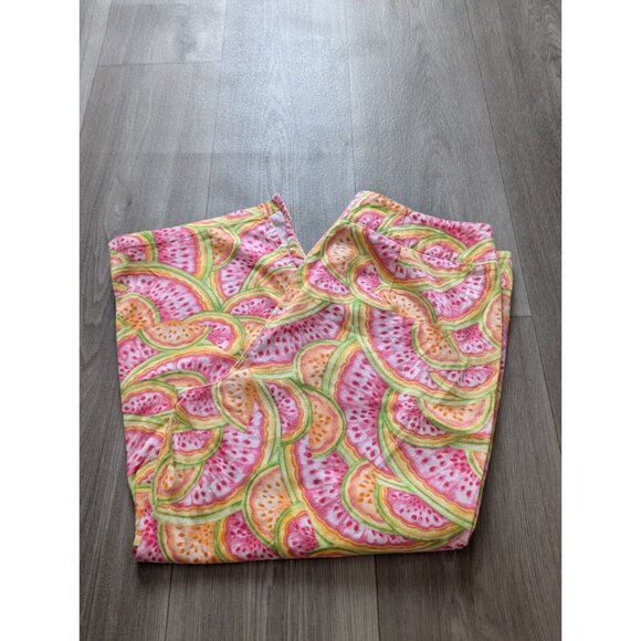 Talbots Size 12 Watermelon Print Wide-Leg Pants Womens Casual Summer Cotton Blen - Picture 2 of 4